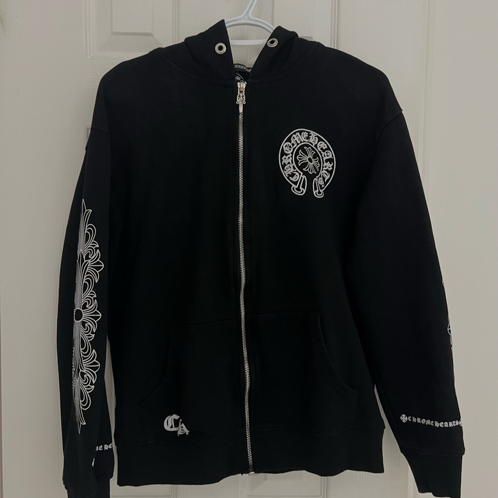 Chrome Hearts Black Hoodie with Silver Accents